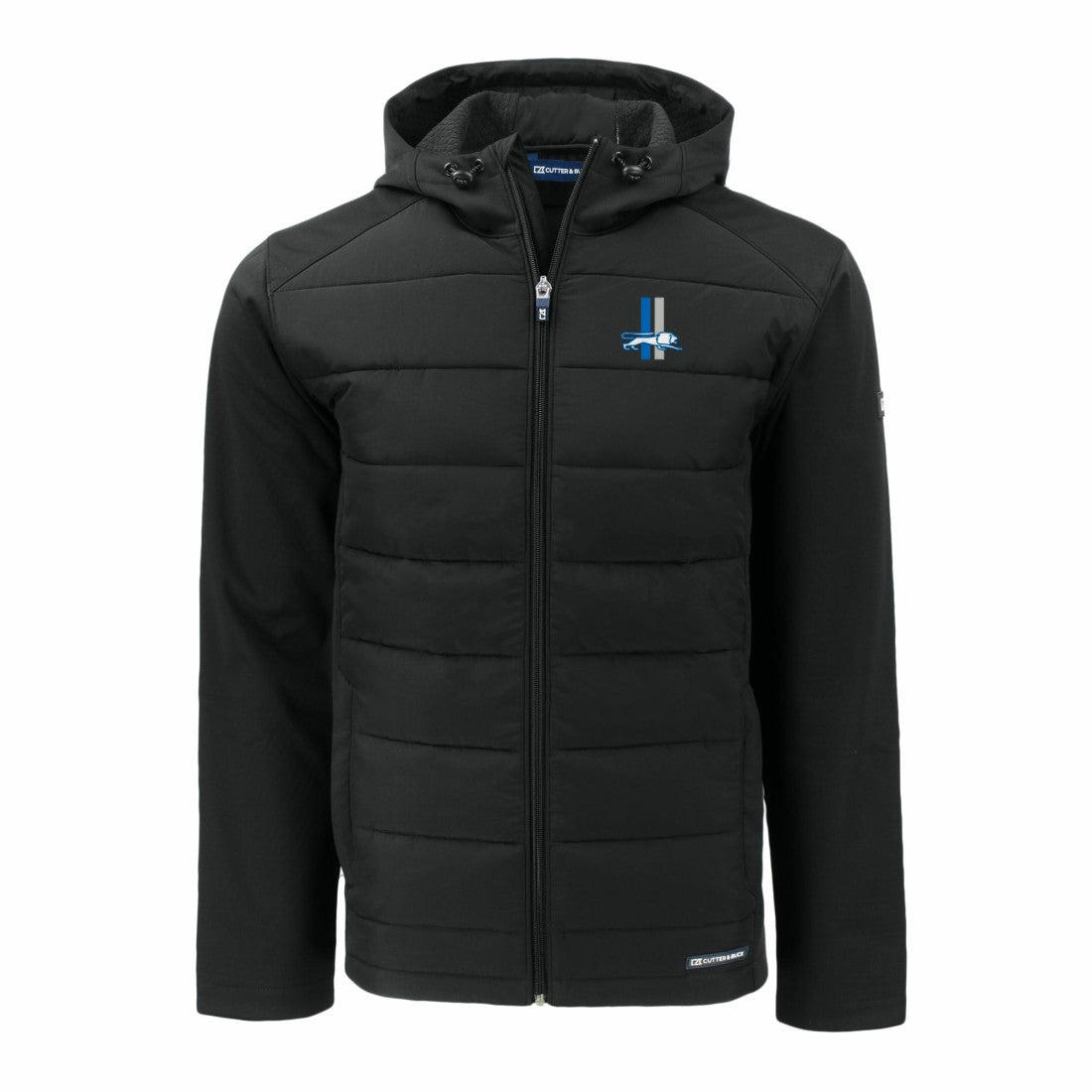 Detroit Lions Cutter & Buck Throwback Big & Tall Evoke Hybrid Eco Softshell Recycled Full-Zip Jacket Black