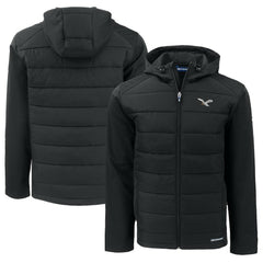 Philadelphia Eagles Cutter & Buck Throwback Big & Tall Evoke Hybrid Eco Softshell Recycled Full-Zip Hoodie Black
