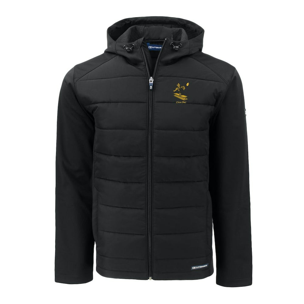 Pittsburgh Steelers Cutter & Buck Throwback Big & Tall Evoke Hybrid Eco Softshell Recycled Full-Zip Hoodie Black
