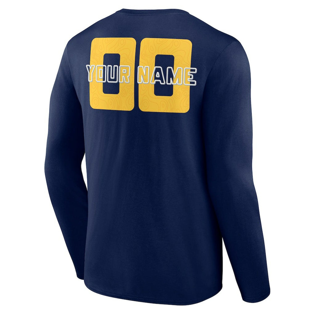 Denver Nuggets Stellar Personalized Name & Number Long Sleeve T-Shirt Navy