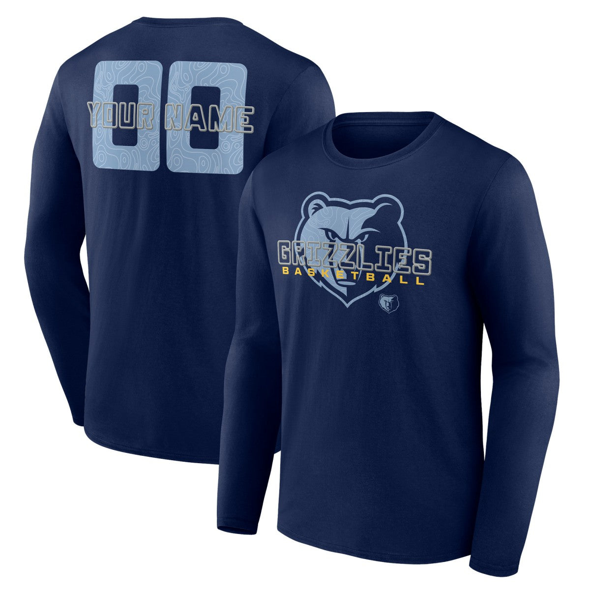 Memphis Grizzlies Stellar Personalized Name & Number Long Sleeve T-Shirt Navy
