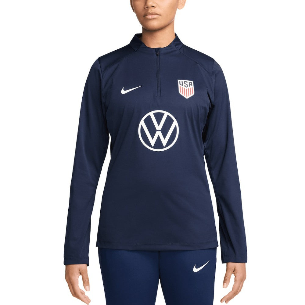 USMNT Women's 2024 Strike Drill Performance Quarter-Zip Pullover Top Navy