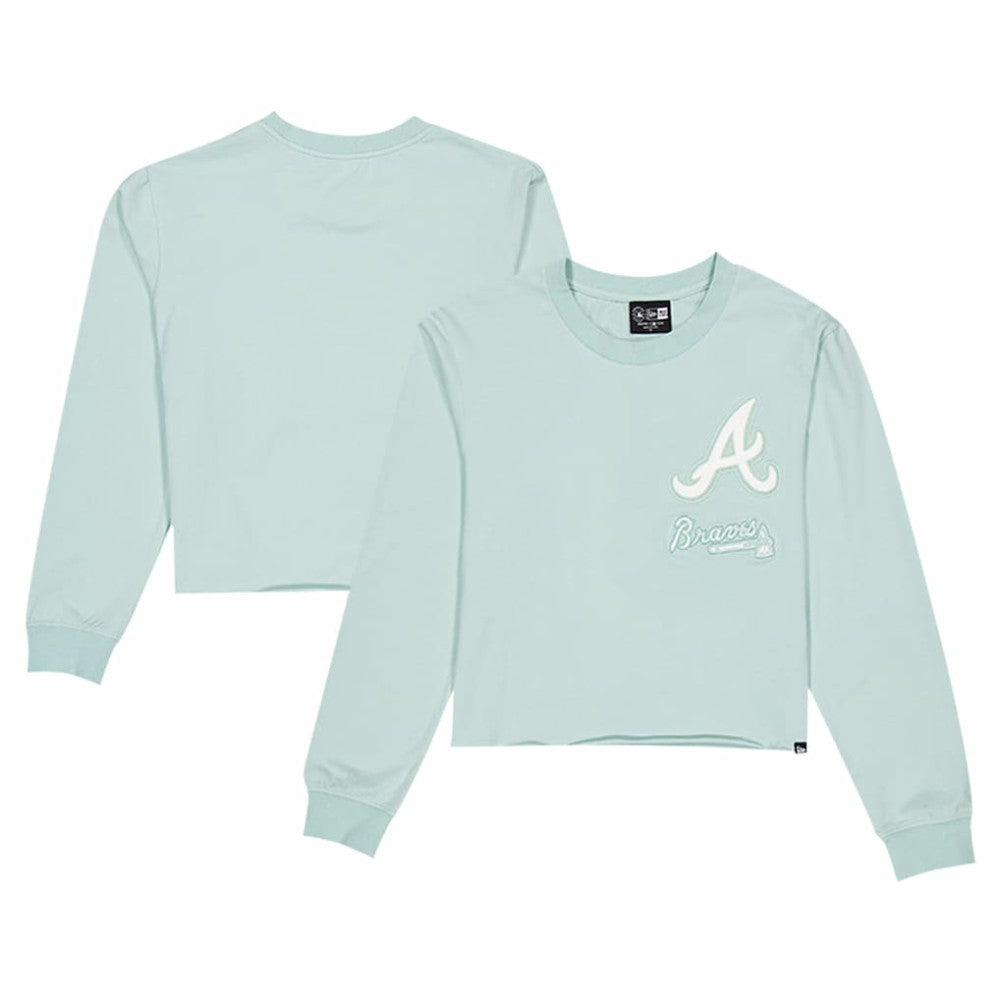 Atlanta Braves New Era Women's Breeze Logo Select Cropped Long Sleeve T-Shirt - Mint T-shirts