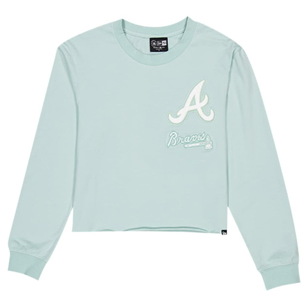 Atlanta Braves New Era Women's Breeze Logo Select Cropped Long Sleeve T-Shirt - Mint T-shirts