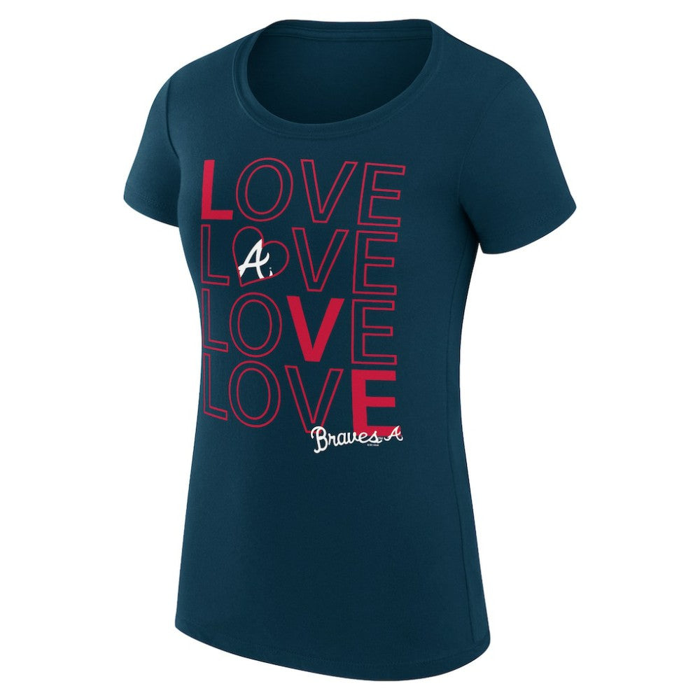 Atlanta Braves G-III 4Her by Carl Banks Women's Super-Slim Fit Lightweight Love Graphic Team T-Shirt - Navy T-shirts