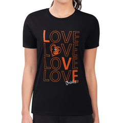 Baltimore Orioles G-III 4Her by Carl Banks Women's Super-Slim Fit Lightweight Love Graphic Team T-Shirt - Black T-shirts