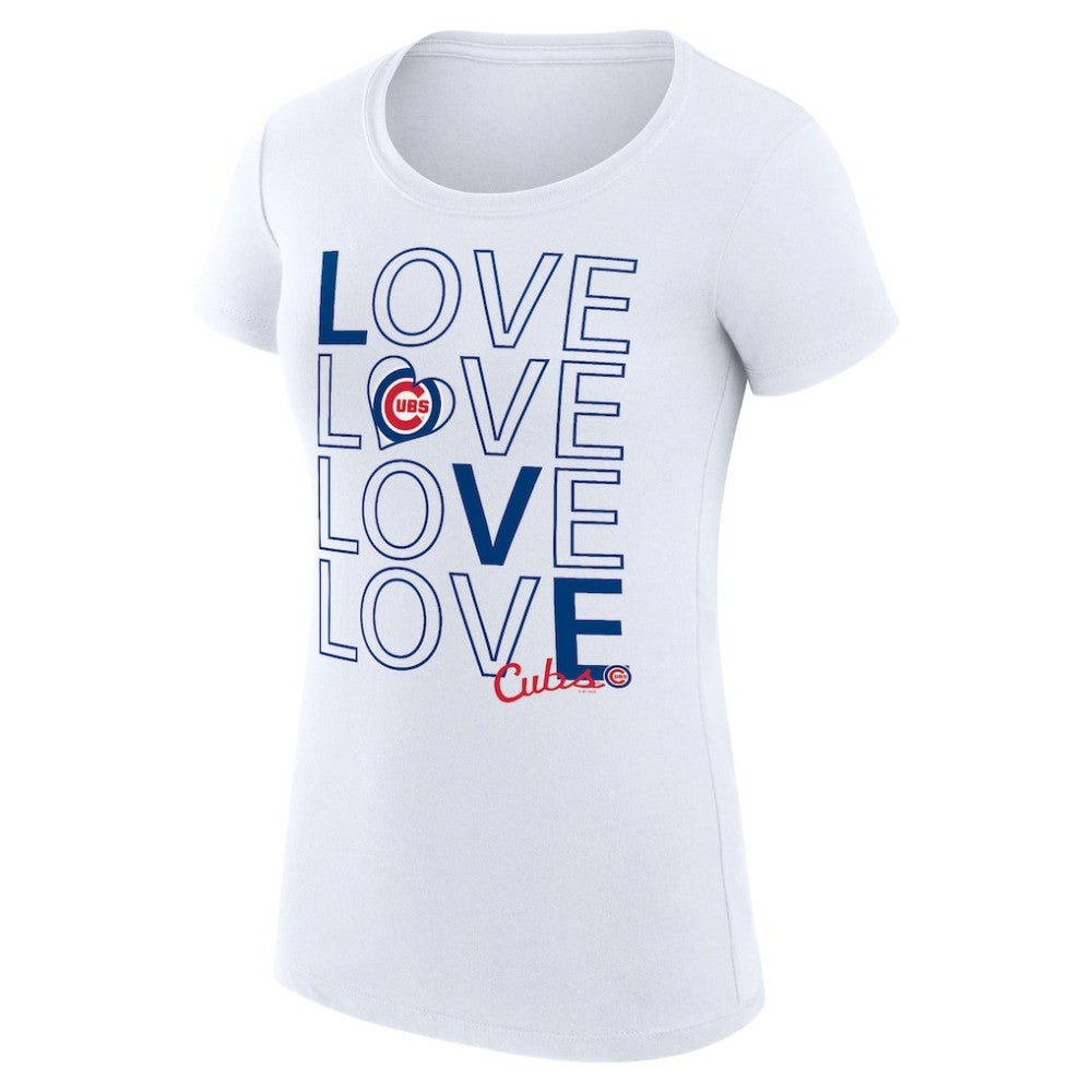 Chicago Cubs G-III 4Her by Carl Banks Women's Super-Slim Fit Lightweight Love Graphic Team T-Shirt - White T-shirts