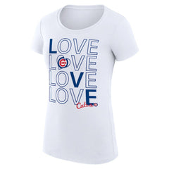 Chicago Cubs G-III 4Her by Carl Banks Women's Super-Slim Fit Lightweight Love Graphic Team T-Shirt - White T-shirts