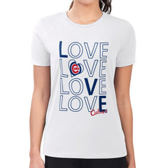 Chicago Cubs G-III 4Her by Carl Banks Women's Super-Slim Fit Lightweight Love Graphic Team T-Shirt - White T-shirts