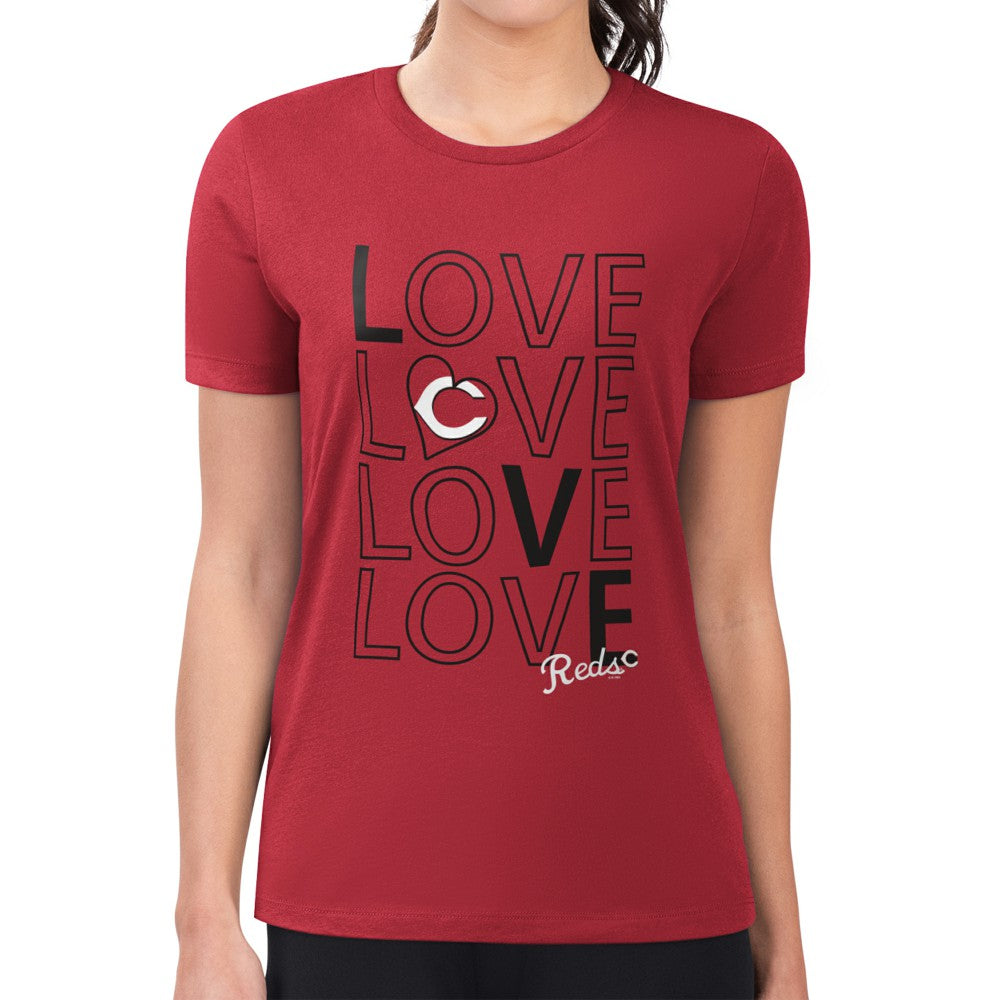 Cincinnati Reds G-III 4Her by Carl Banks Women's Super-Slim Fit Lightweight Love Graphic Team T-Shirt - Red T-shirts