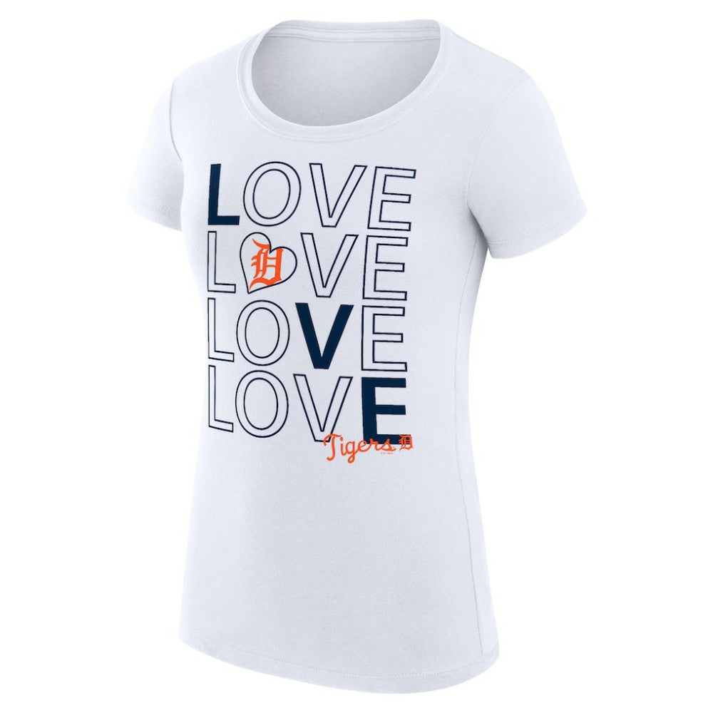 Detroit Tigers G-III 4Her by Carl Banks Women's Super-Slim Fit Lightweight Love Graphic Team T-Shirt - White T-shirts