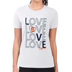 Detroit Tigers G-III 4Her by Carl Banks Women's Super-Slim Fit Lightweight Love Graphic Team T-Shirt - White T-shirts