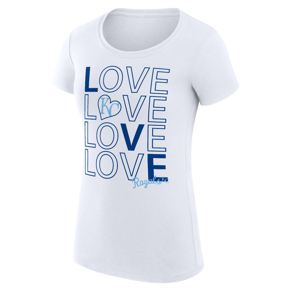 Kansas City Royals G-III 4Her by Carl Banks Women's Super-Slim Fit Lightweight Love Graphic Team T-Shirt - White T-shirts