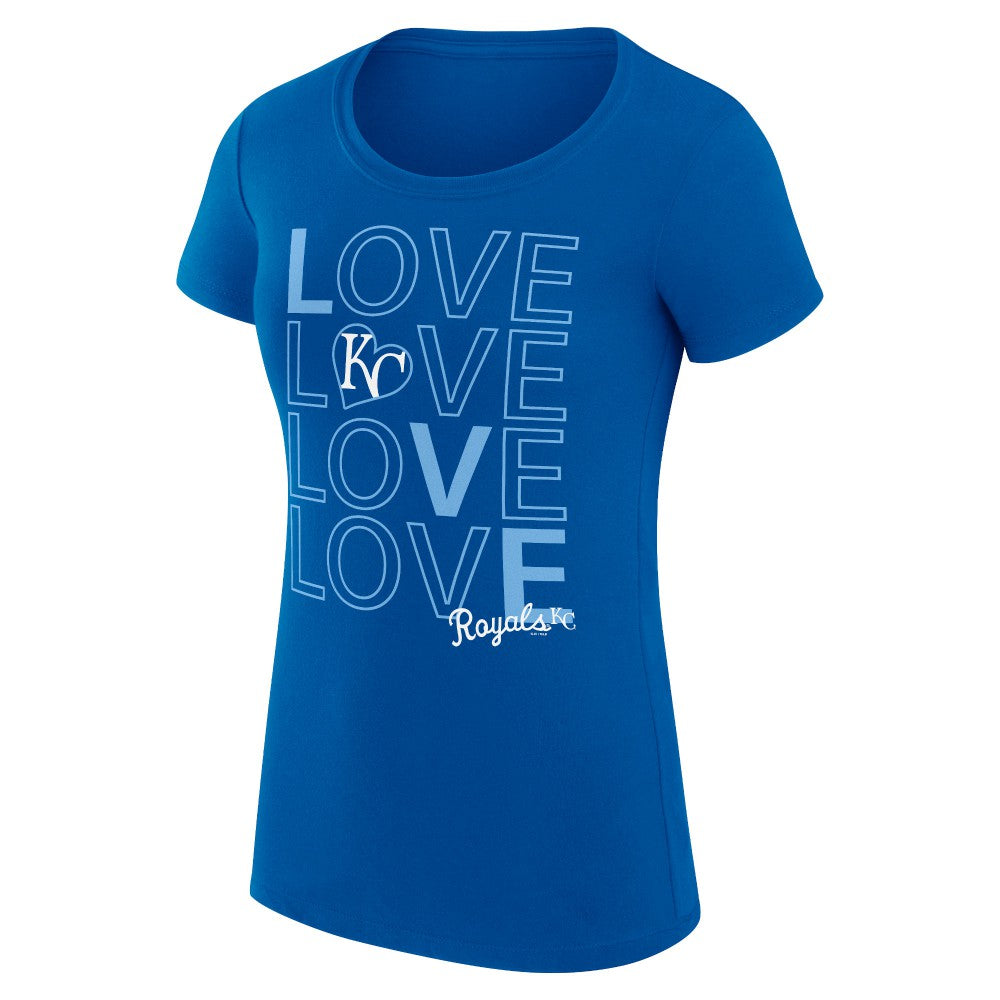 Kansas City Royals G-III 4Her by Carl Banks Women's Super-Slim Fit Lightweight Love Graphic Team T-Shirt - Royal T-shirts