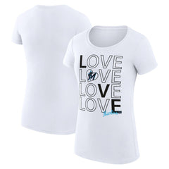 Miami Marlins G-III 4Her by Carl Banks Women's Super-Slim Fit Lightweight Love Graphic Team T-Shirt - White T-shirts