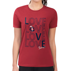 Minnesota Twins G-III 4Her by Carl Banks Women's Super-Slim Fit Lightweight Love Graphic Team T-Shirt - Red T-shirts