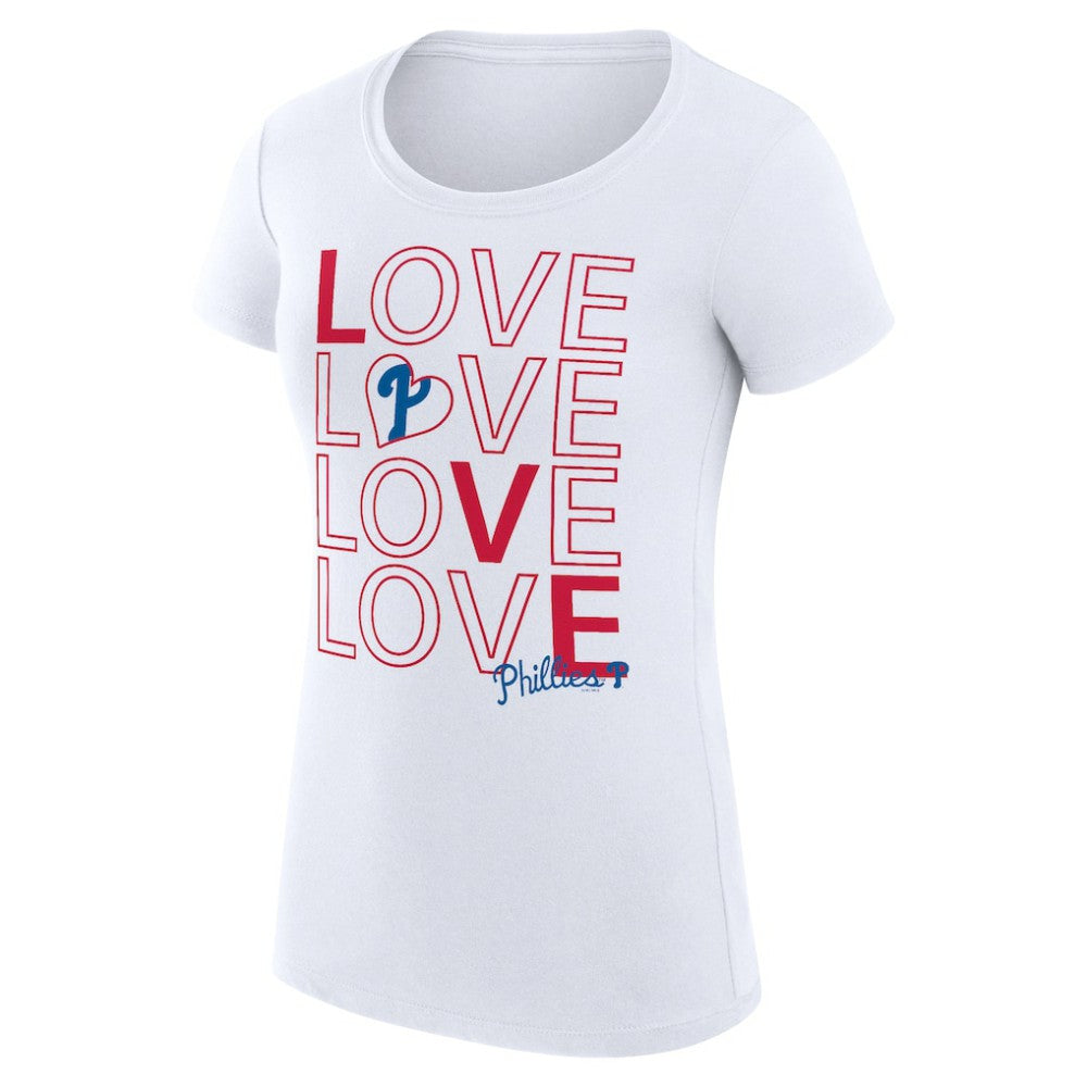 Philadelphia Phillies G-III 4Her by Carl Banks Women's Super-Slim Fit Lightweight Love Graphic Team T-Shirt - White T-shirts
