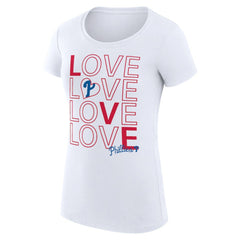Philadelphia Phillies G-III 4Her by Carl Banks Women's Super-Slim Fit Lightweight Love Graphic Team T-Shirt - White T-shirts