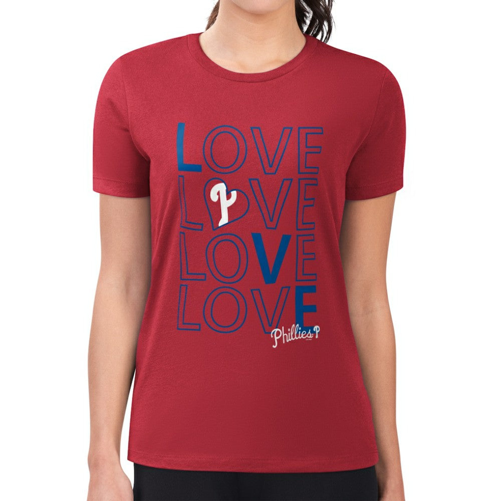 Philadelphia Phillies G-III 4Her by Carl Banks Women's Super-Slim Fit Lightweight Love Graphic Team T-Shirt - Red T-shirts