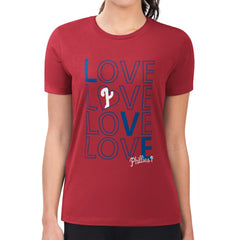 Philadelphia Phillies G-III 4Her by Carl Banks Women's Super-Slim Fit Lightweight Love Graphic Team T-Shirt - Red T-shirts