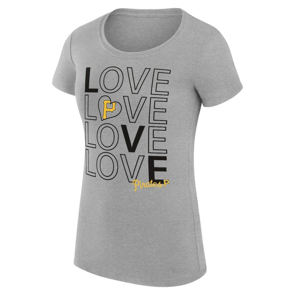 Pittsburgh Pirates G-III 4Her by Carl Banks Women's Super-Slim Fit Lightweight Love Graphic Team T-Shirt - Heather Gray T-shirts