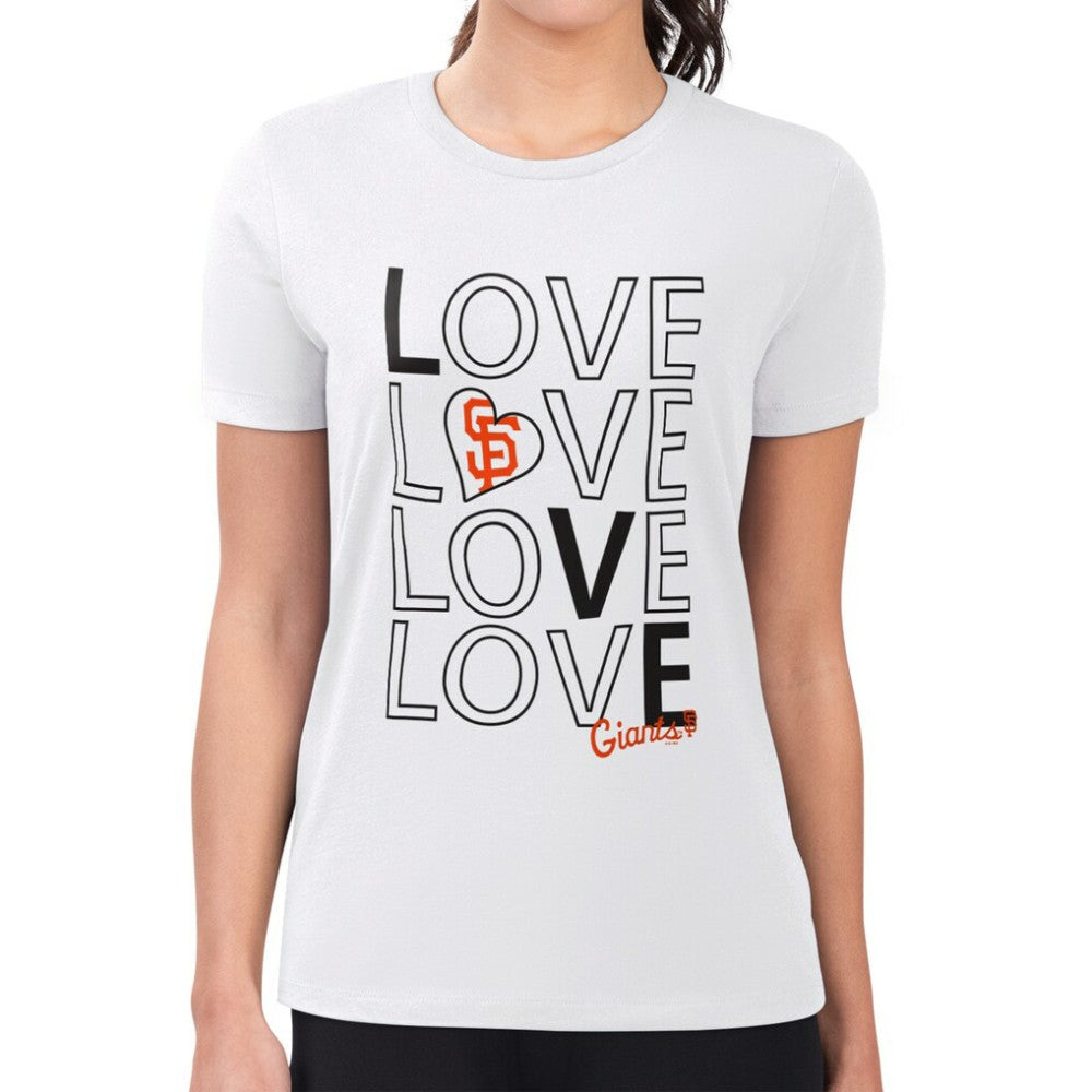 San Francisco Giants G-III 4Her by Carl Banks Women's Super-Slim Fit Lightweight Love Graphic Team T-Shirt - White T-shirts