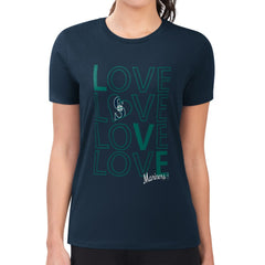 Seattle Mariners G-III 4Her by Carl Banks Women's Super-Slim Fit Lightweight Love Graphic Team T-Shirt - Navy T-shirts