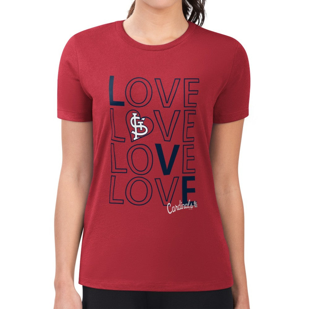 St. Louis Cardinals G-III 4Her by Carl Banks Women's Super-Slim Fit Lightweight Love Graphic Team T-Shirt - Red T-shirts