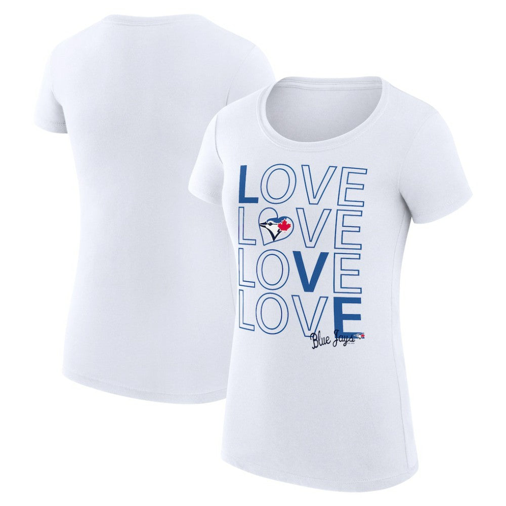 Toronto Blue Jays G-III 4Her by Carl Banks Women's Super-Slim Fit Lightweight Love Graphic Team T-Shirt - White T-shirts