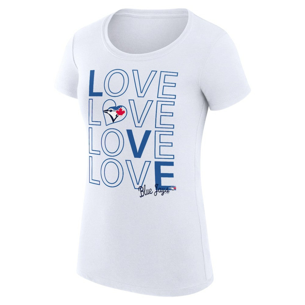 Toronto Blue Jays G-III 4Her by Carl Banks Women's Super-Slim Fit Lightweight Love Graphic Team T-Shirt - White T-shirts