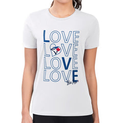 Toronto Blue Jays G-III 4Her by Carl Banks Women's Super-Slim Fit Lightweight Love Graphic Team T-Shirt - White T-shirts