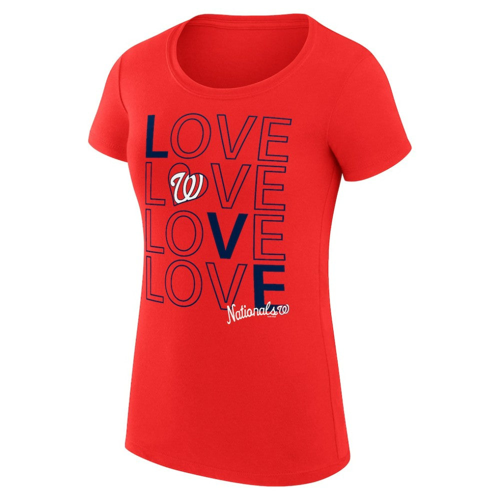 Washington Nationals G-III 4Her by Carl Banks Women's Super-Slim Fit Lightweight Love Graphic Team T-Shirt - Red T-shirts