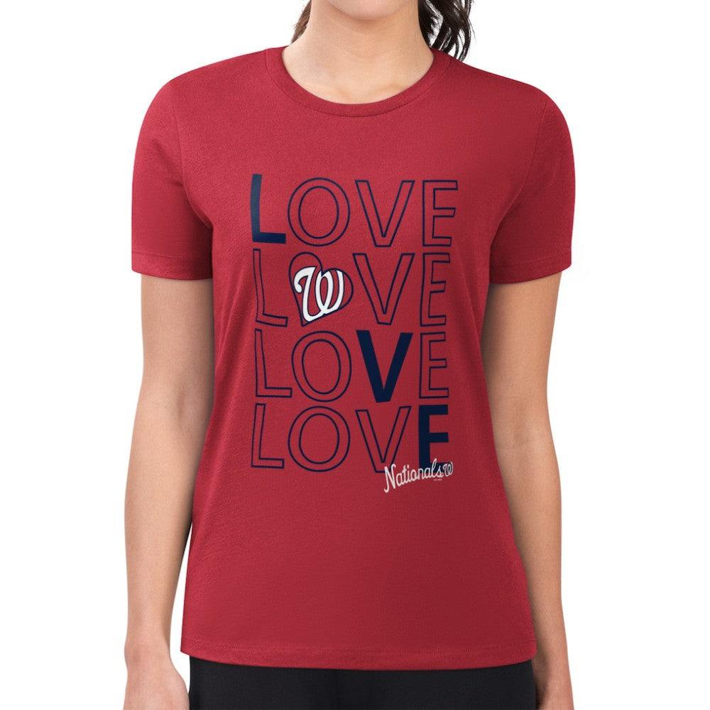 Washington Nationals G-III 4Her by Carl Banks Women's Super-Slim Fit Lightweight Love Graphic Team T-Shirt - Red T-shirts