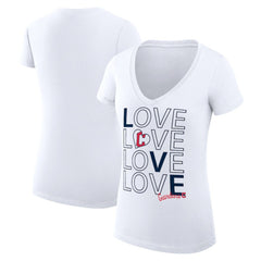 Cleveland Guardians G-III 4Her by Carl Banks Women's Super-Slim Fit Lightweight Love Graphic Team V-Neck T-Shirt - White T-shirts