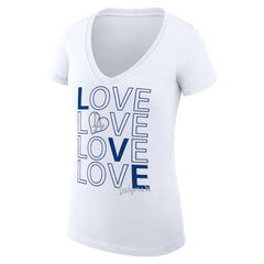 Los Angeles Dodgers G-III 4Her by Carl Banks Women's Super-Slim Fit Lightweight Love Graphic Team V-Neck T-Shirt - White T-shirts