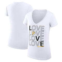 Pittsburgh Pirates G-III 4Her by Carl Banks Women's Super-Slim Fit Lightweight Love Graphic Team V-Neck T-Shirt - White T-shirts