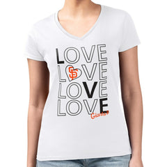 San Francisco Giants G-III 4Her by Carl Banks Women's Super-Slim Fit Lightweight Love Graphic Team V-Neck T-Shirt - White T-shirts