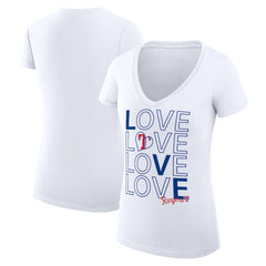 Texas Rangers G-III 4Her by Carl Banks Women's Super-Slim Fit Lightweight Love Graphic Team V-Neck T-Shirt - White T-shirts