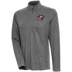 NHL Columbus Blue Jackets Antigua Women's Confront Quarter-Zip Pullover Top - Heather Black