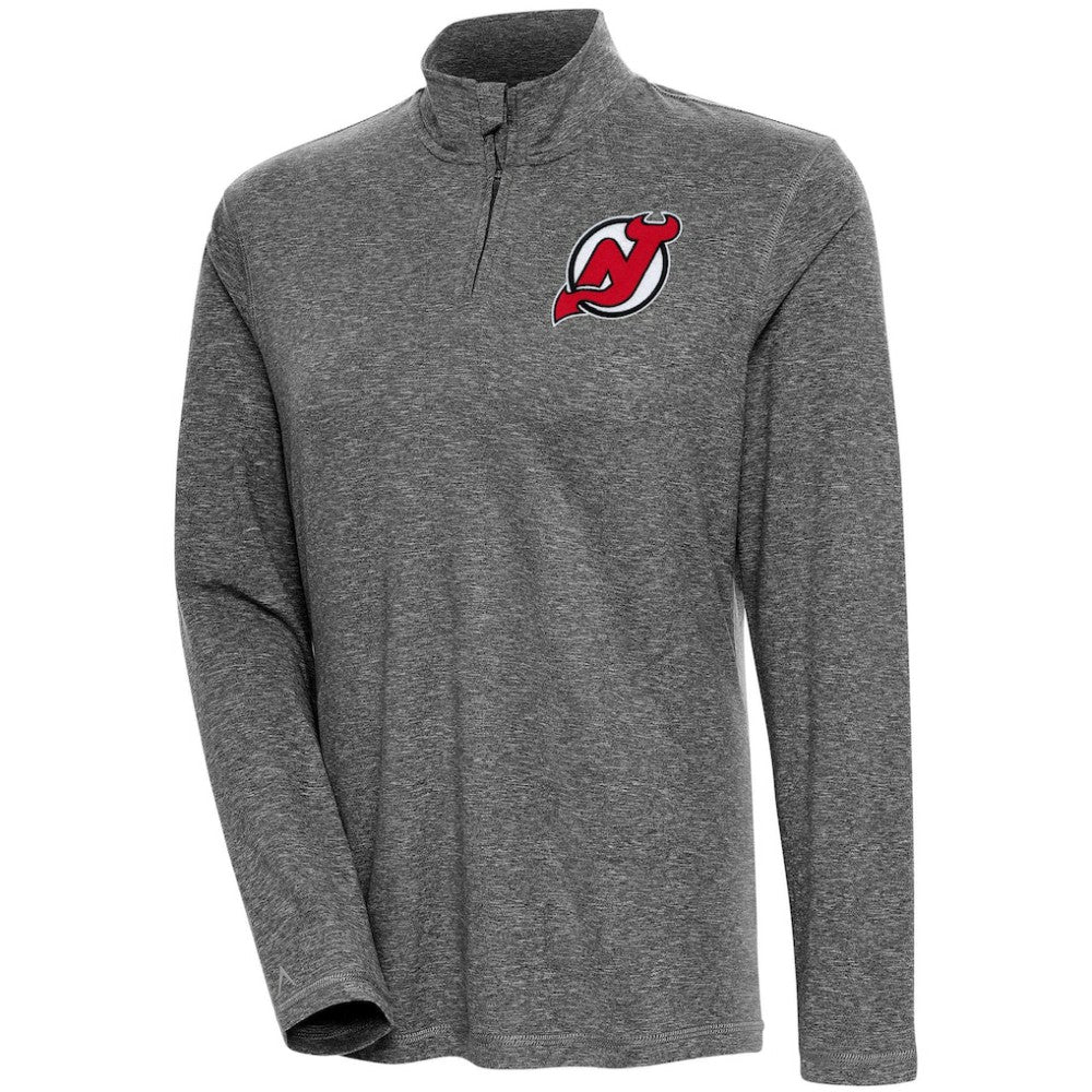 NHL New Jersey Devils Antigua Women's Confront Quarter-Zip Pullover Top - Heather Black