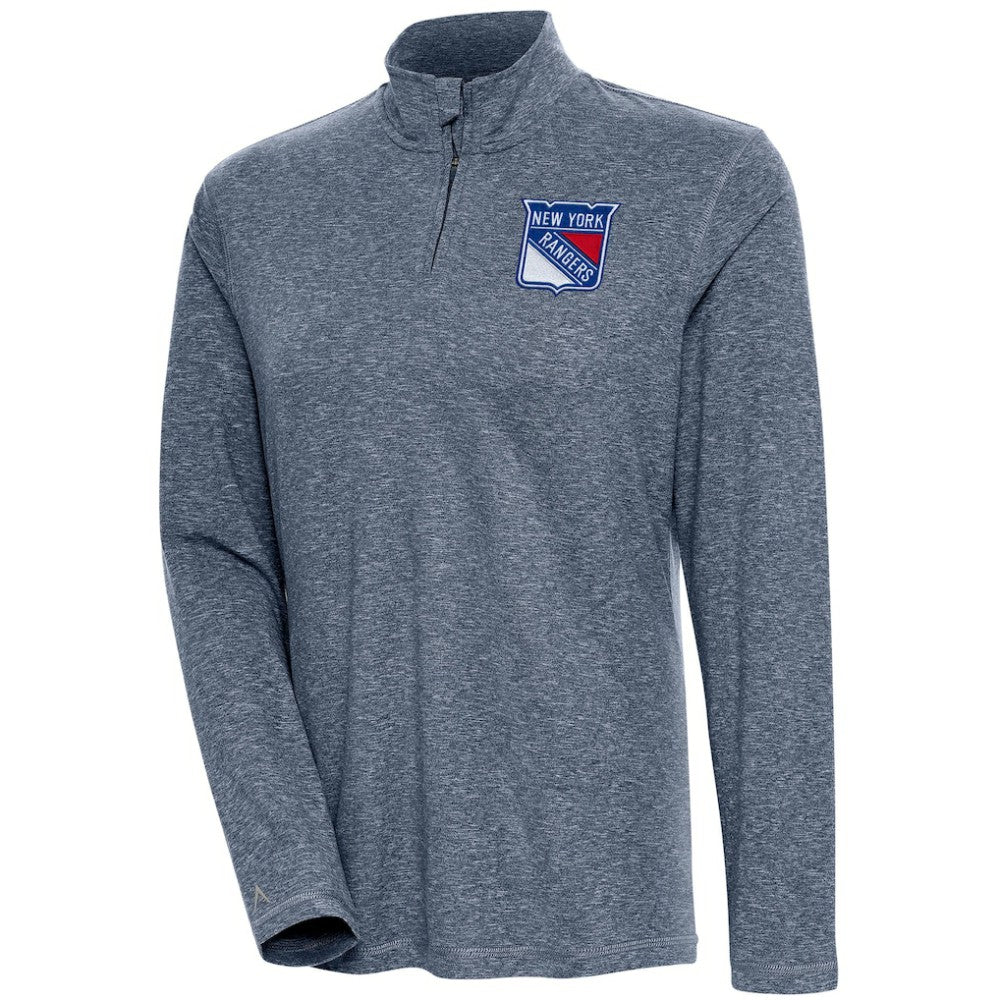 NHL New York Rangers Antigua Women's Confront Quarter-Zip Pullover Top - Heather Navy