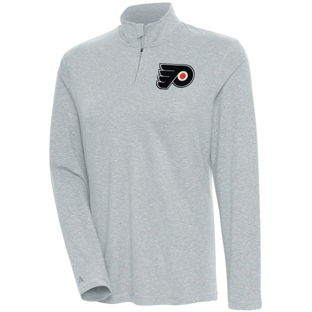 NHL Philadelphia Flyers Antigua Women's Confront Quarter-Zip Pullover Top - Heather Gray