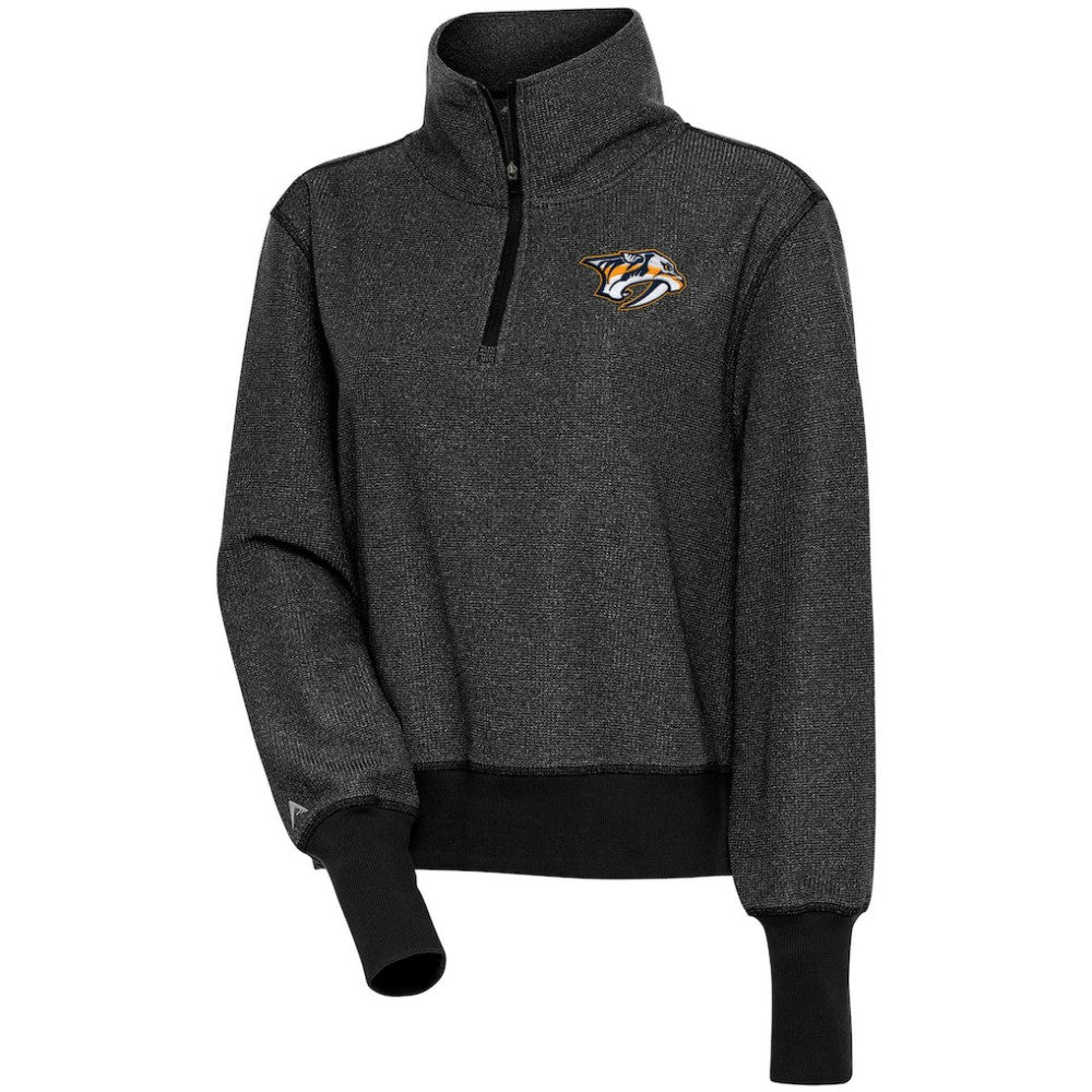 NHL Nashville Predators Antigua Women's Upgrade Half-Zip Pullover Top - Heather Black