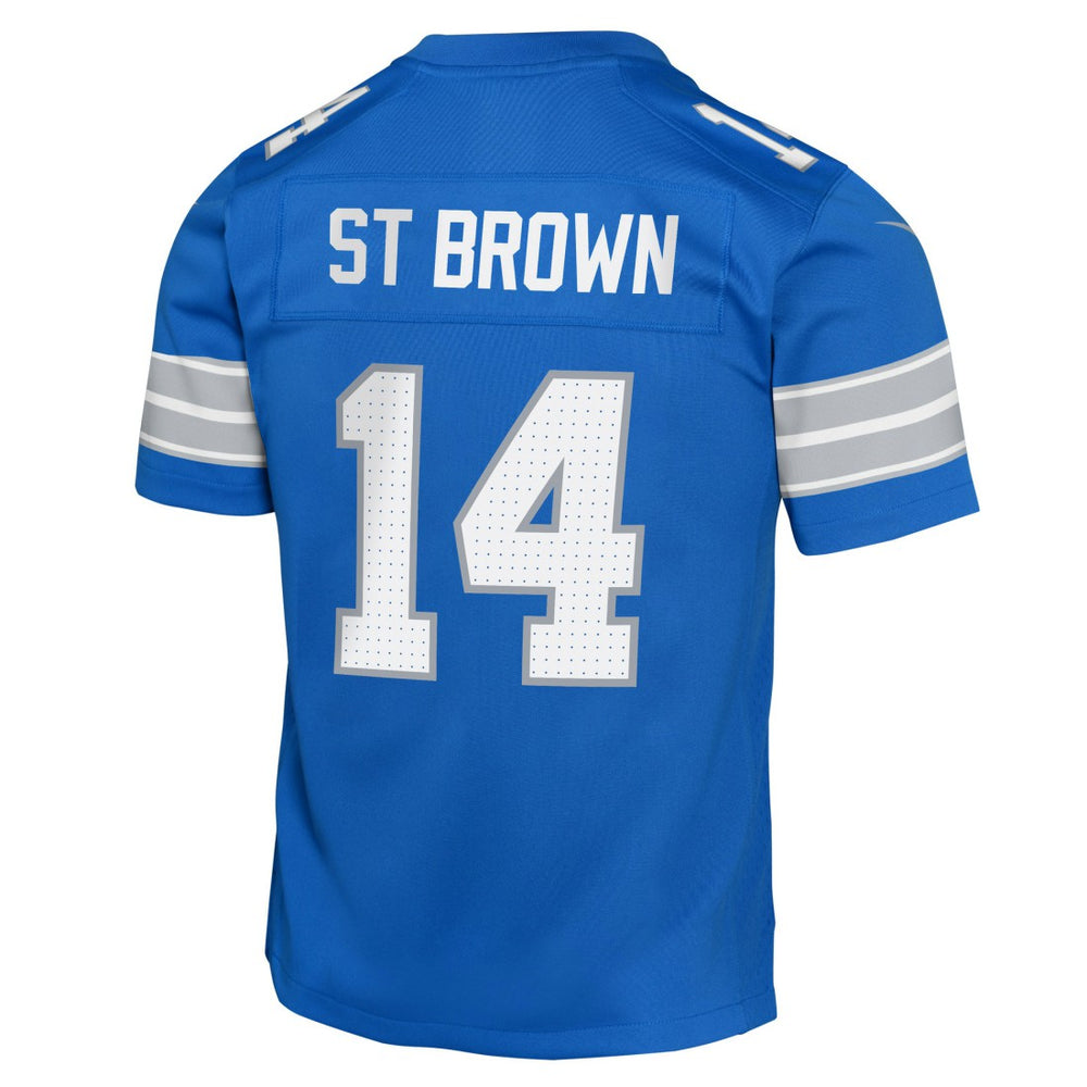 Amon-Ra St. Brown Detroit Lions Youth Game Jersey Blue