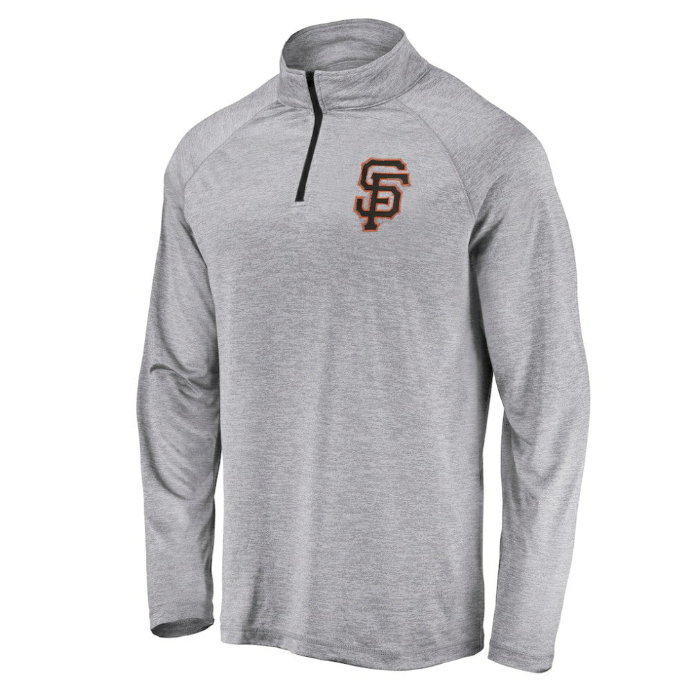 San Francisco Giants Profile Big & Tall Raglan Quarter-Zip Top - Heather Gray Tops