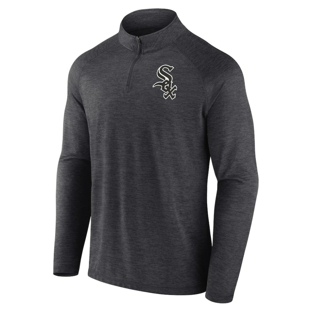 Chicago White Sox Profile Big & Tall Raglan Quarter-Zip Top - Black Tops
