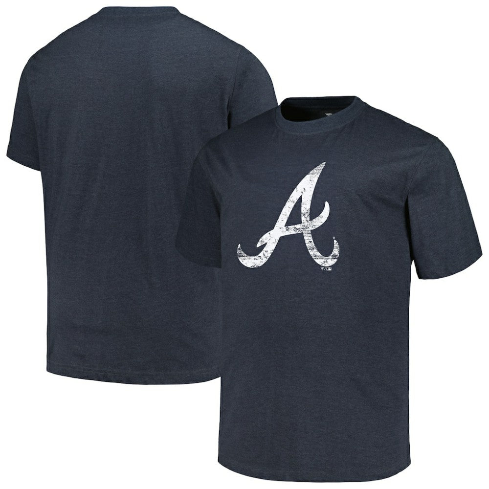 Atlanta Braves Profile Big & Tall Weathered Logo T-Shirt - Heather Navy T-shirts
