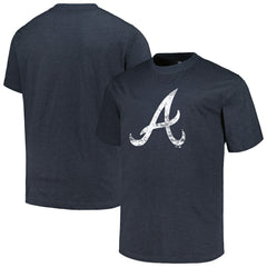 Atlanta Braves Profile Big & Tall Weathered Logo T-Shirt - Heather Navy T-shirts