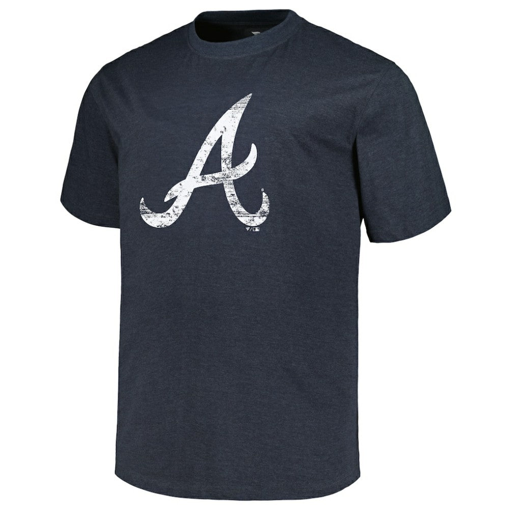 Atlanta Braves Profile Big & Tall Weathered Logo T-Shirt - Heather Navy T-shirts