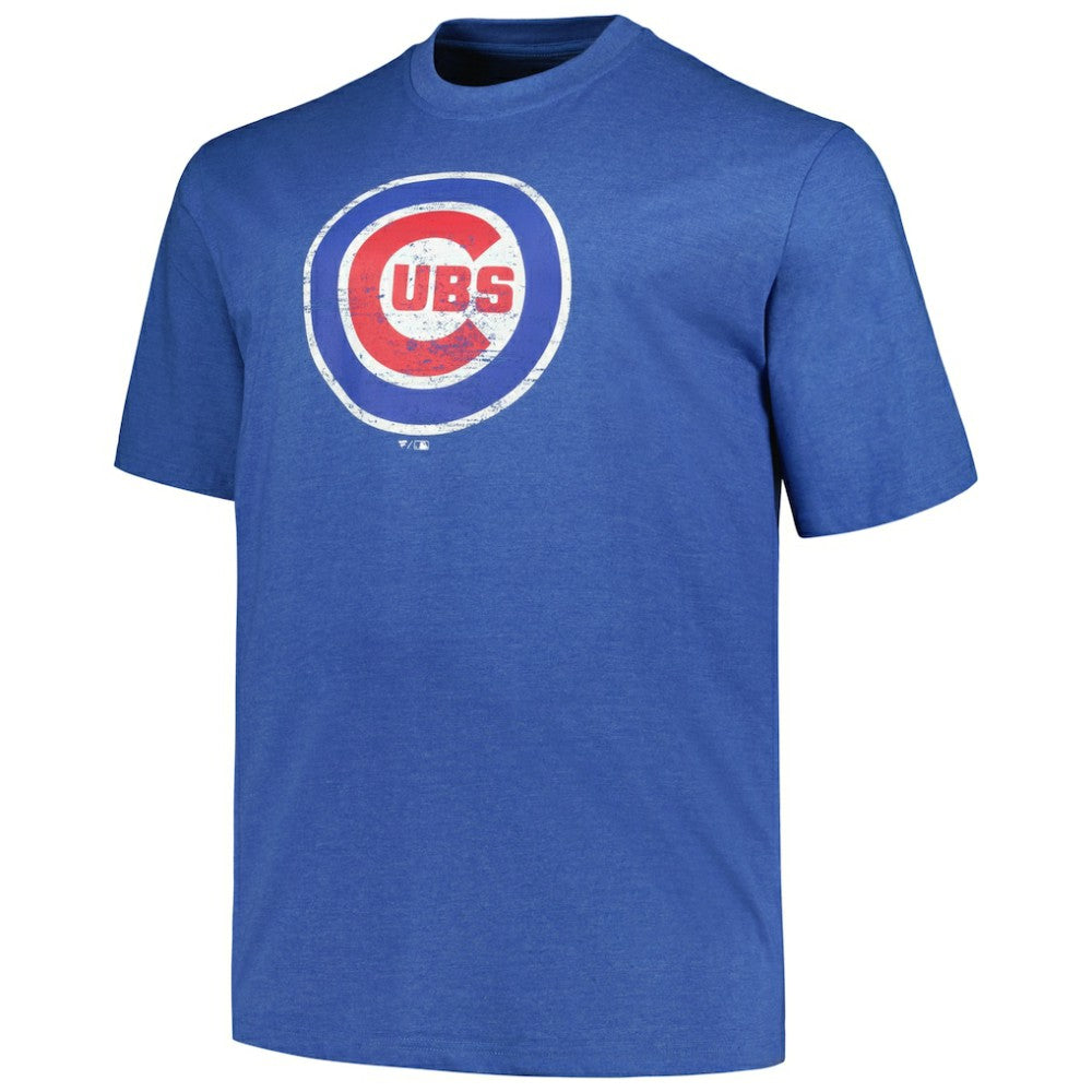 Chicago Cubs Profile Big & Tall Weathered Logo T-Shirt - Heather Royal T-shirts